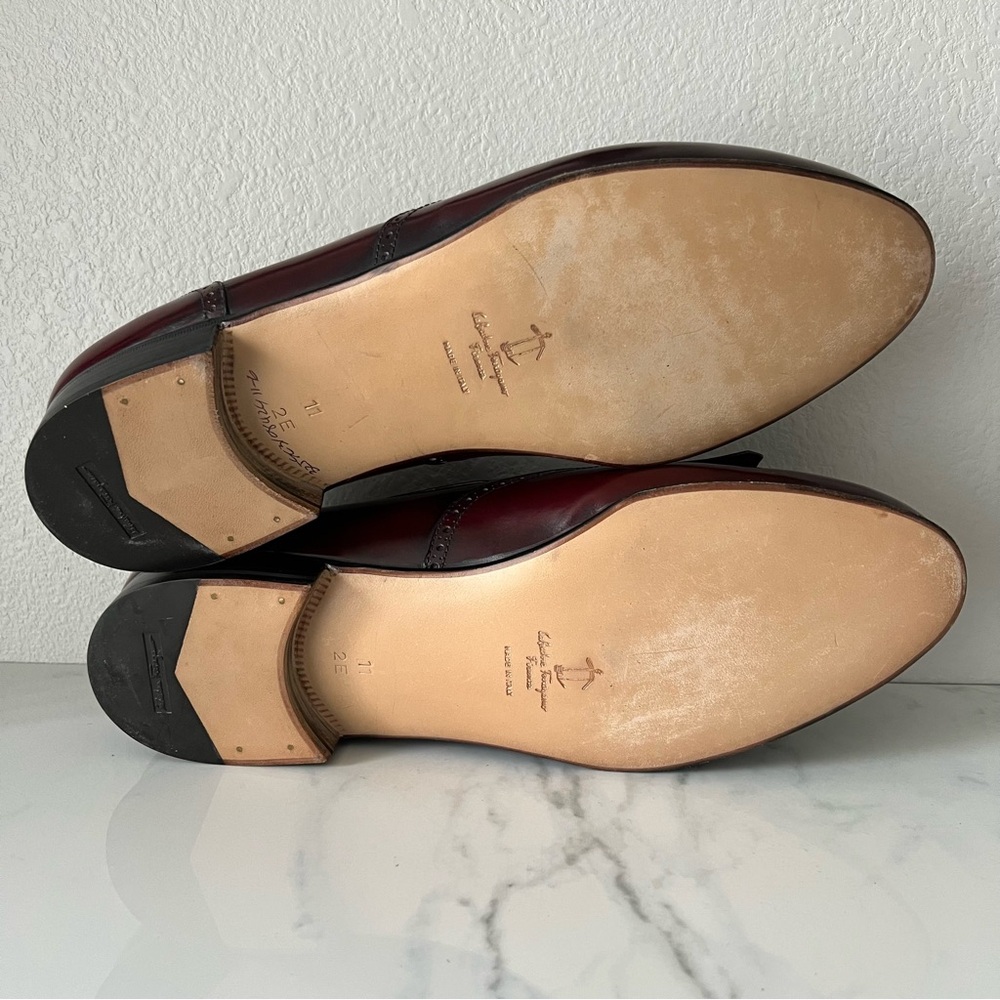 Salvatore Ferragamo Mens Lucas Kiltie Tassel Loafers Size 11 Oxblood Leather - Picture 8 of 9